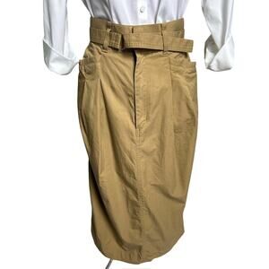 Uniqlo‎ Women’s Size 6 100% Cotton Front Pleated Midi Skirt